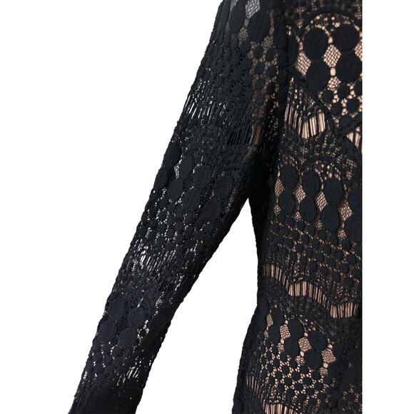 Black house white market. Black cocktail dress with lace over lay. size 6 - Picture 2 of 7